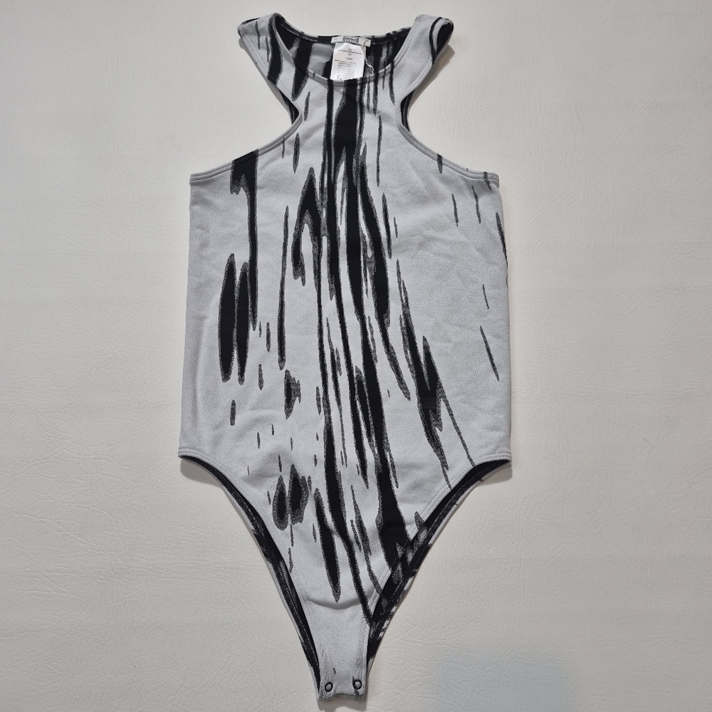 Wolford Bodysuit Paintbrush Print White Black Racerback Womens Size XS NWT - Picture 2 of 11